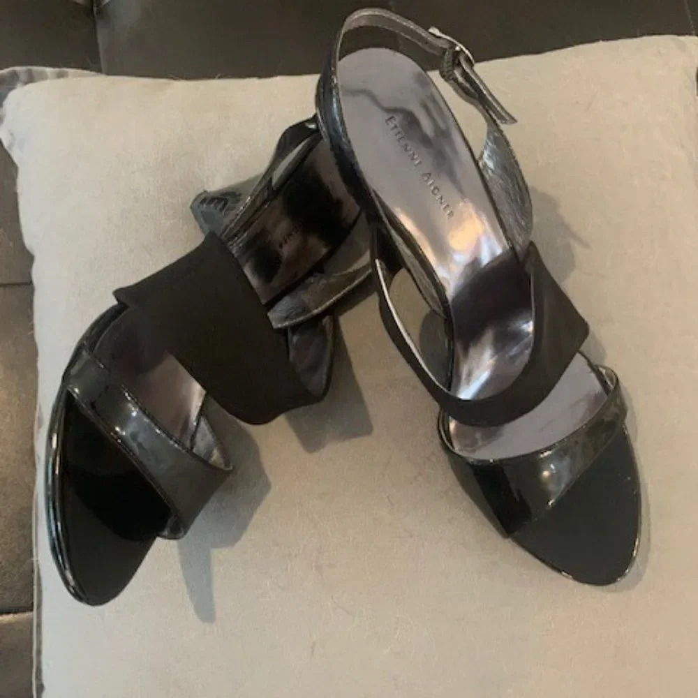 Etienne Aigner Black wedge heel sandals 10M